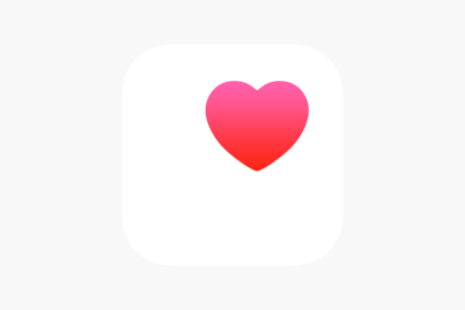Apple Health app icon featuring a red and pink heart on a white background.