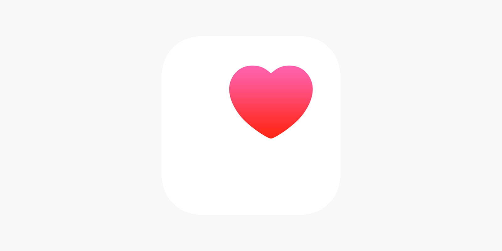 Apple Health app icon featuring a red and pink heart on a white background.