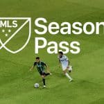 Two soccer players on a field with the MLS Season Pass logo displayed above them.