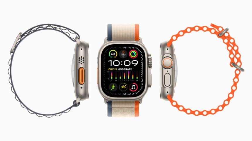 Apple Watch Ultra 2 with multiple band styles displayed