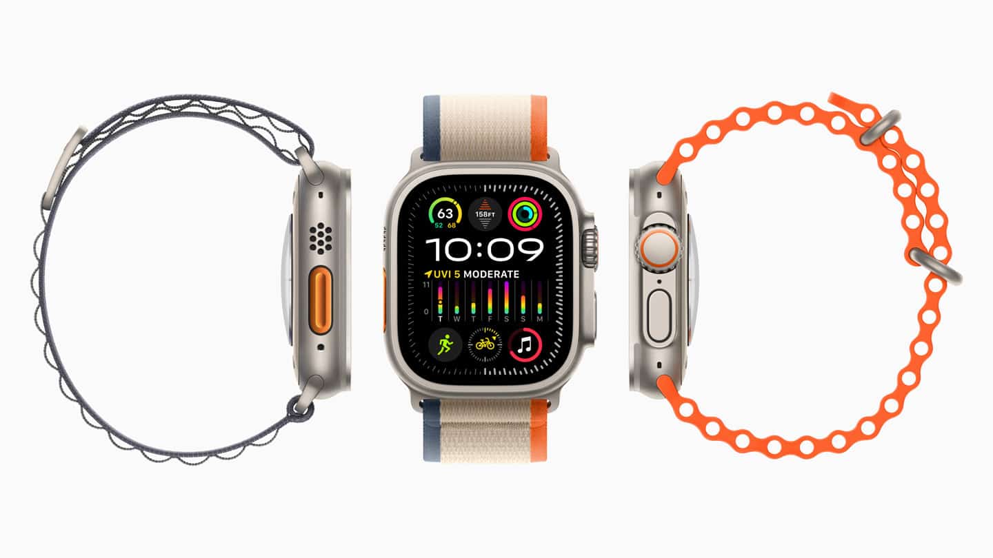 Apple Watch Ultra 2 with multiple band styles displayed