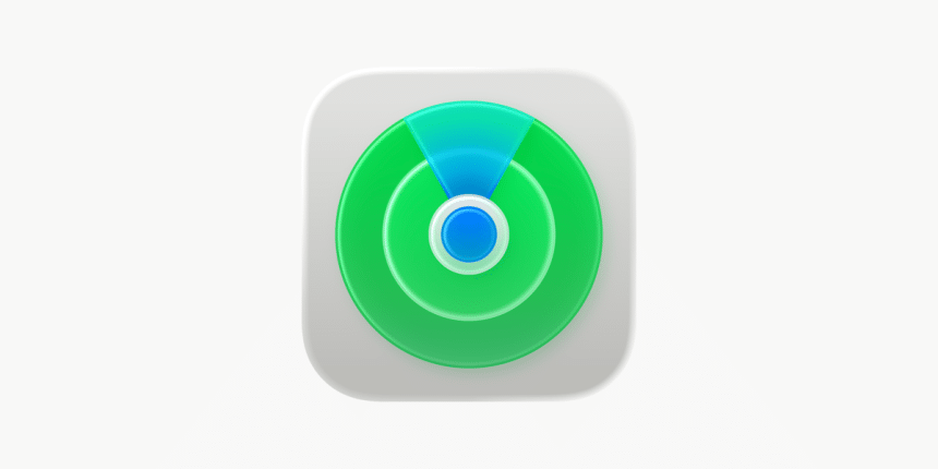 Apple’s Find My app icon showing a green radar circle with a blue signal beam.