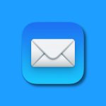 Apple Mail app icon on a blue background.
