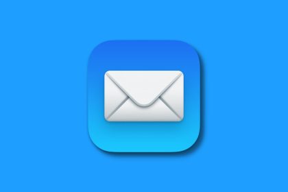 Apple Mail app icon on a blue background.