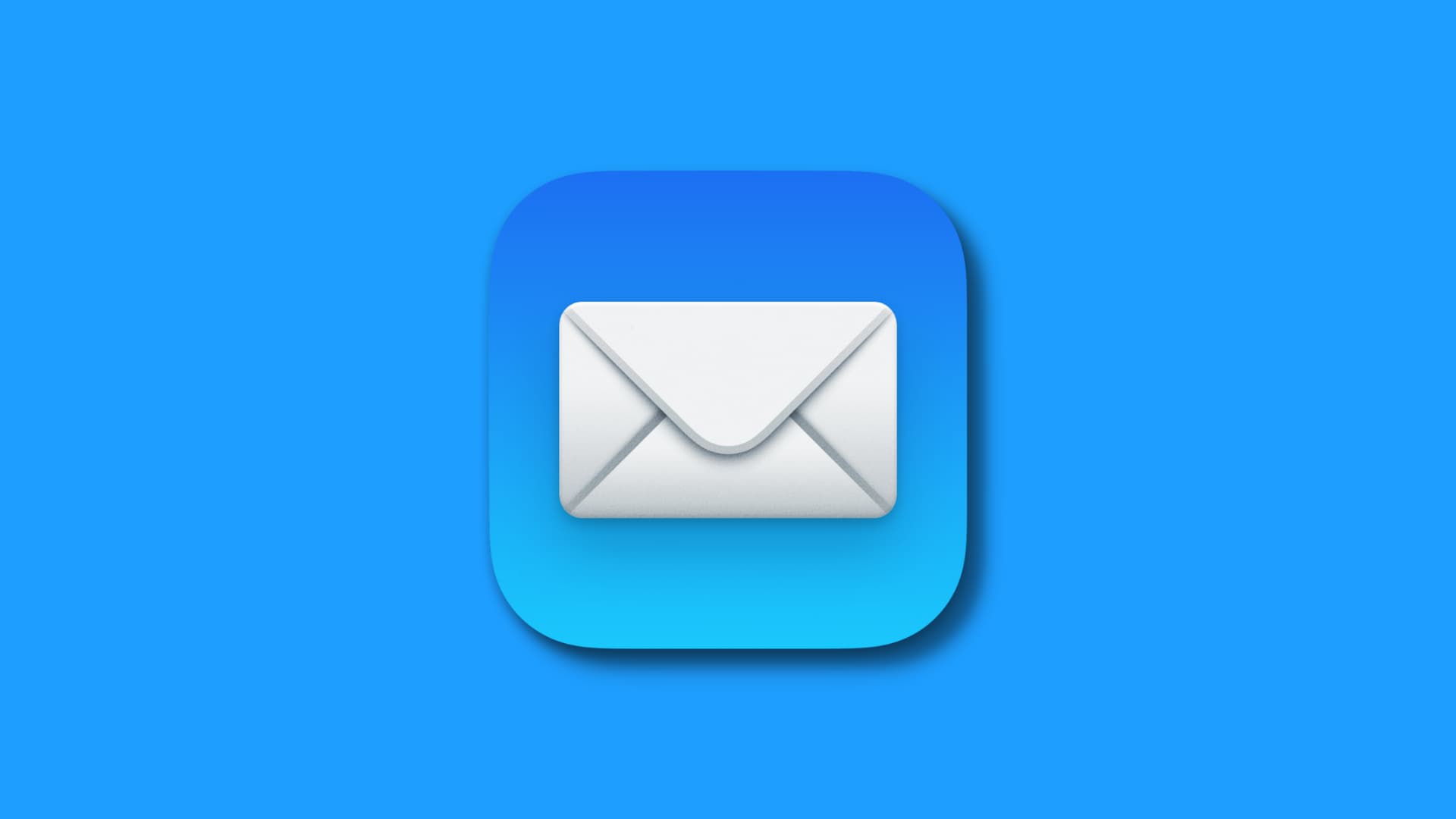 Apple Mail app icon on a blue background.