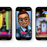 Three iPhones showing creative video edits made with Apple’s Clips app.