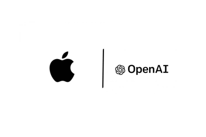 Apple and OpenAI logos side by side, representing their partnership.