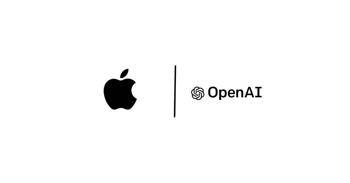 Apple and OpenAI logos side by side, representing their partnership.