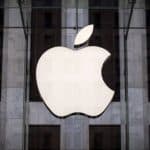 Apple logo on a building facade
