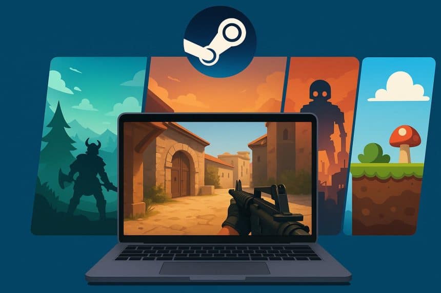 Popular Steam games playable on Mac, showcasing diverse gaming titles and vibrant graphics