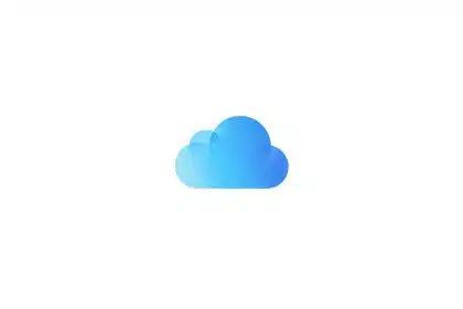 Blue iCloud logo on white background