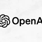 A black OpenAI logo on a white background featuring the company’s knot-like icon and name.