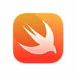 The Swift programming language logo with a gradient orange and yellow background.