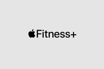 Apple Fitness+ logo displayed on a plain light gray background.