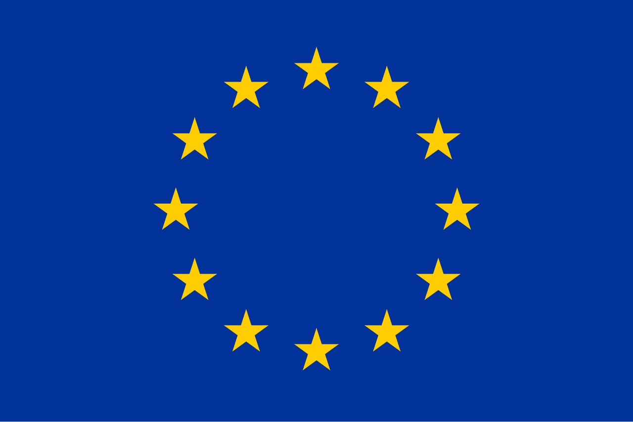 European Union flag with twelve gold stars on a blue background.