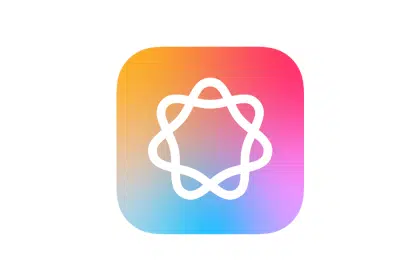 Apple Intelligence logo with a colourful gradient background.