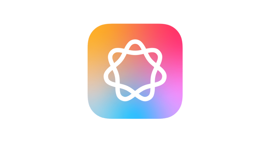 Apple Intelligence logo with a colourful gradient background.