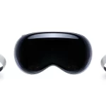 PSVR2 headset with two white Sense controllers on a white background.