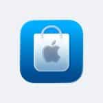 New Apple Store app icon with a blue Liquid Glass design.