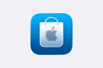 New Apple Store app icon with a blue Liquid Glass design.