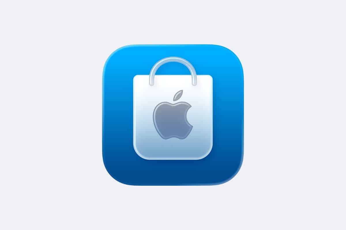New Apple Store app icon with a blue Liquid Glass design.