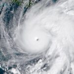 Satellite view of Hurricane Melissa swirling over the Caribbean Sea.