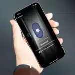 Person holding an iPhone showing a ChatGPT shortcut setup screen.