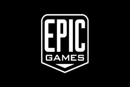 Epic Games logo in white on a black background.