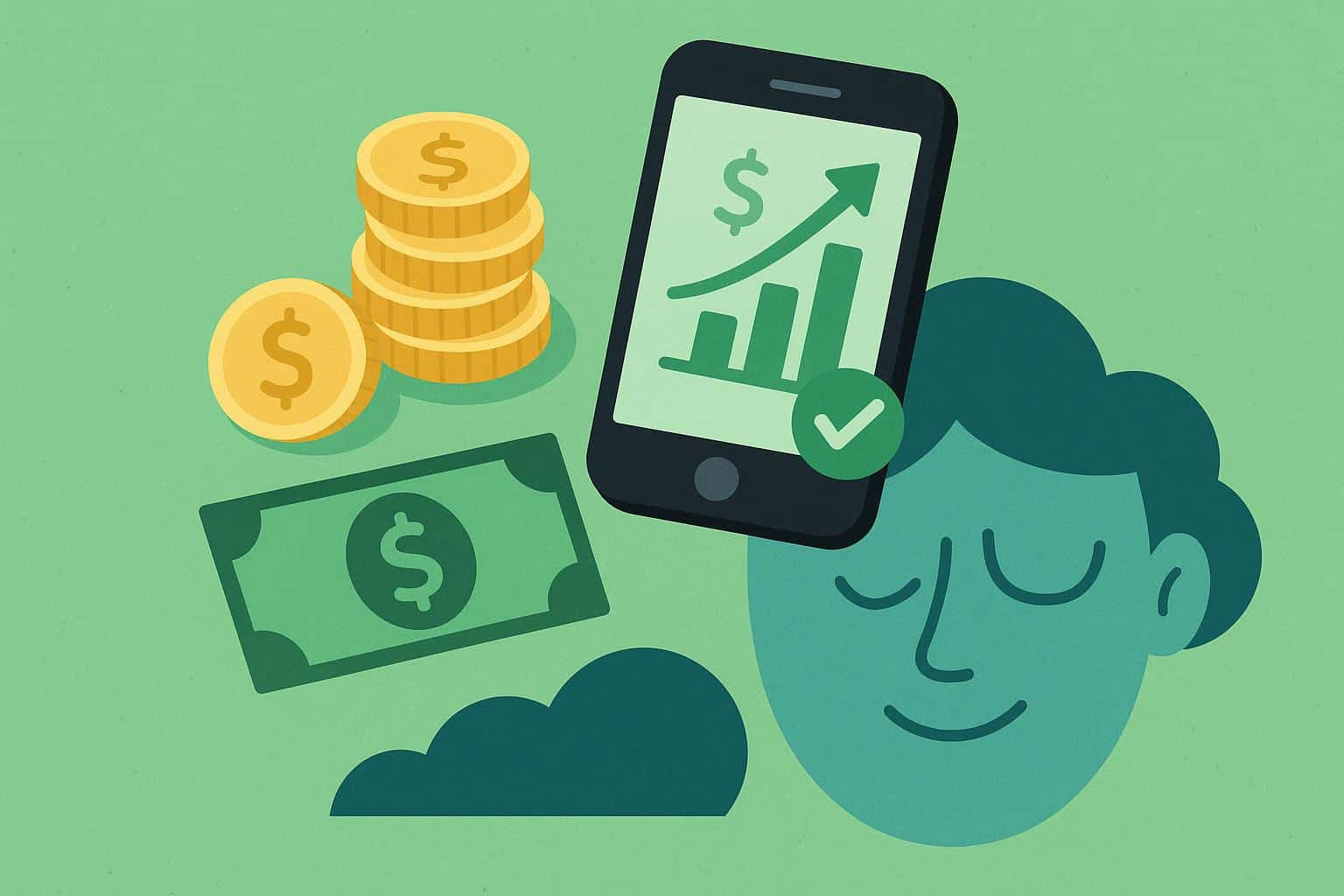 App store finance tools dashboard displaying graphs and charts for managing money anxiety