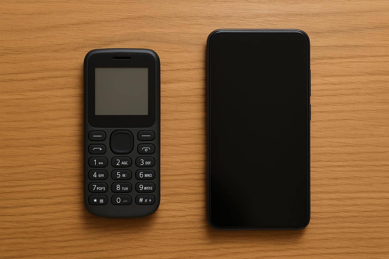 Retro mobile phone next to modern smartphone highlighting Gen Z’s shift to minimalist technology
