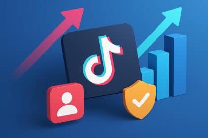 TikTok app logo with follower count increasing, highlighting SocialBoosting’s growth services