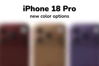 Image showing blurred iPhone 18 Pro models in burgundy, coffee, and purple colour options.