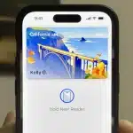 An iPhone displaying a digital California driver&rsquo;s license in Apple Wallet.