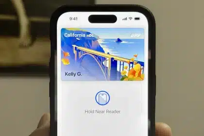 An iPhone displaying a digital California driver’s license in Apple Wallet.