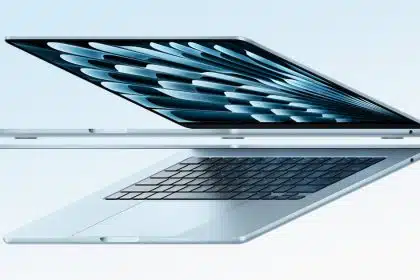 M4 MacBook Air shown open in a thin, lightweight design.