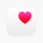 Apple Health app icon with a pink heart on a white background.