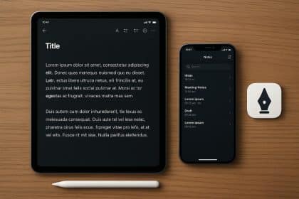iPhone and iPad displaying top writing apps and digital notebooks for productivity