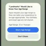 iPhone screen asking to share an age range for an app.