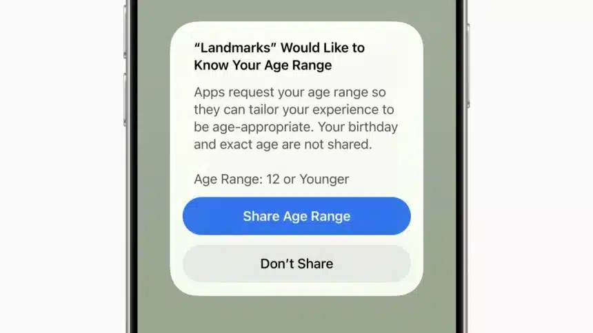 iPhone screen asking to share an age range for an app.