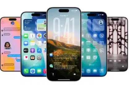 Apple iPhones showing iOS 26 interface screens.