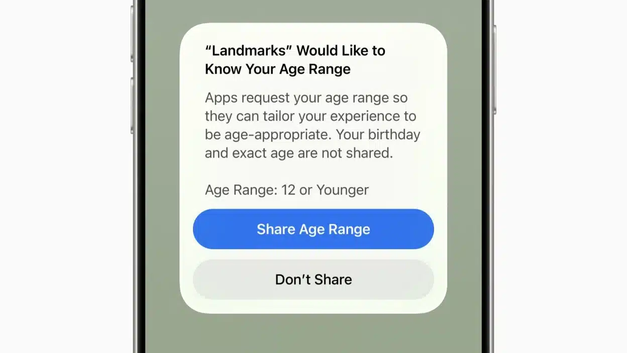iPhone screen asking to share an age range for an app.