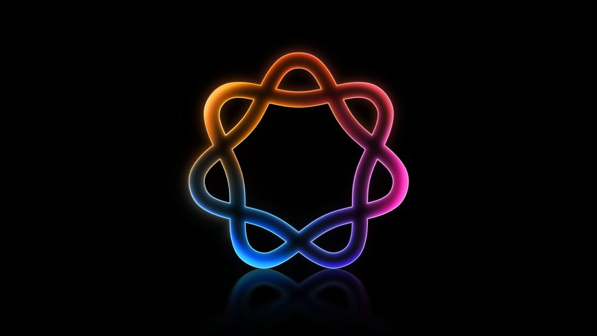 Colourful AI-style loop icon on a black background.