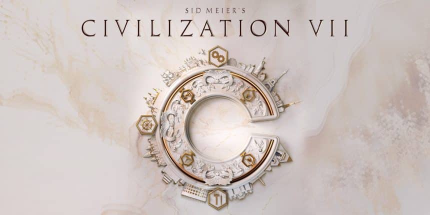 Civilization VII title artwork with a decorative letter C emblem.