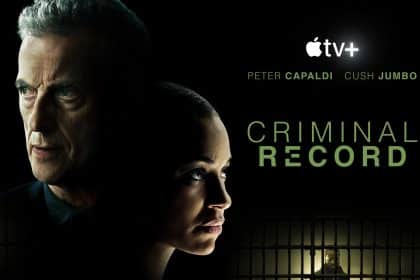Promotional poster for Apple TV+ series Criminal Record featuring two lead characters.