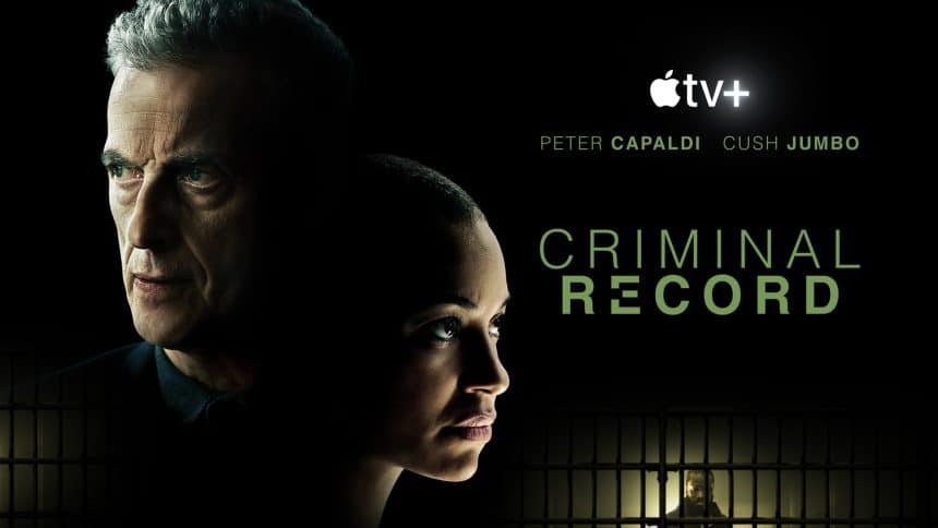 Promotional poster for Apple TV+ series Criminal Record featuring two lead characters.