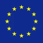 European Union flag with yellow stars on a blue background.