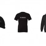 Pluribus logo hat, t-shirt, and hoodie merchandise displayed side by side.