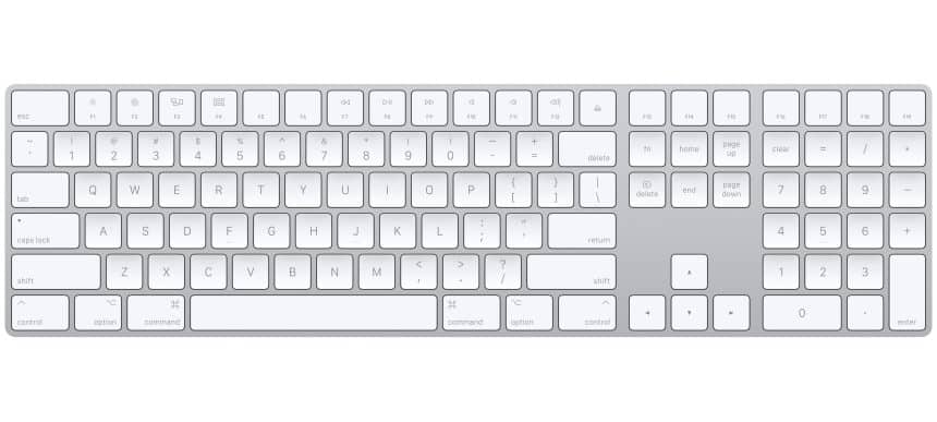 Apple Magic Keyboard with numeric keypad on a white background.