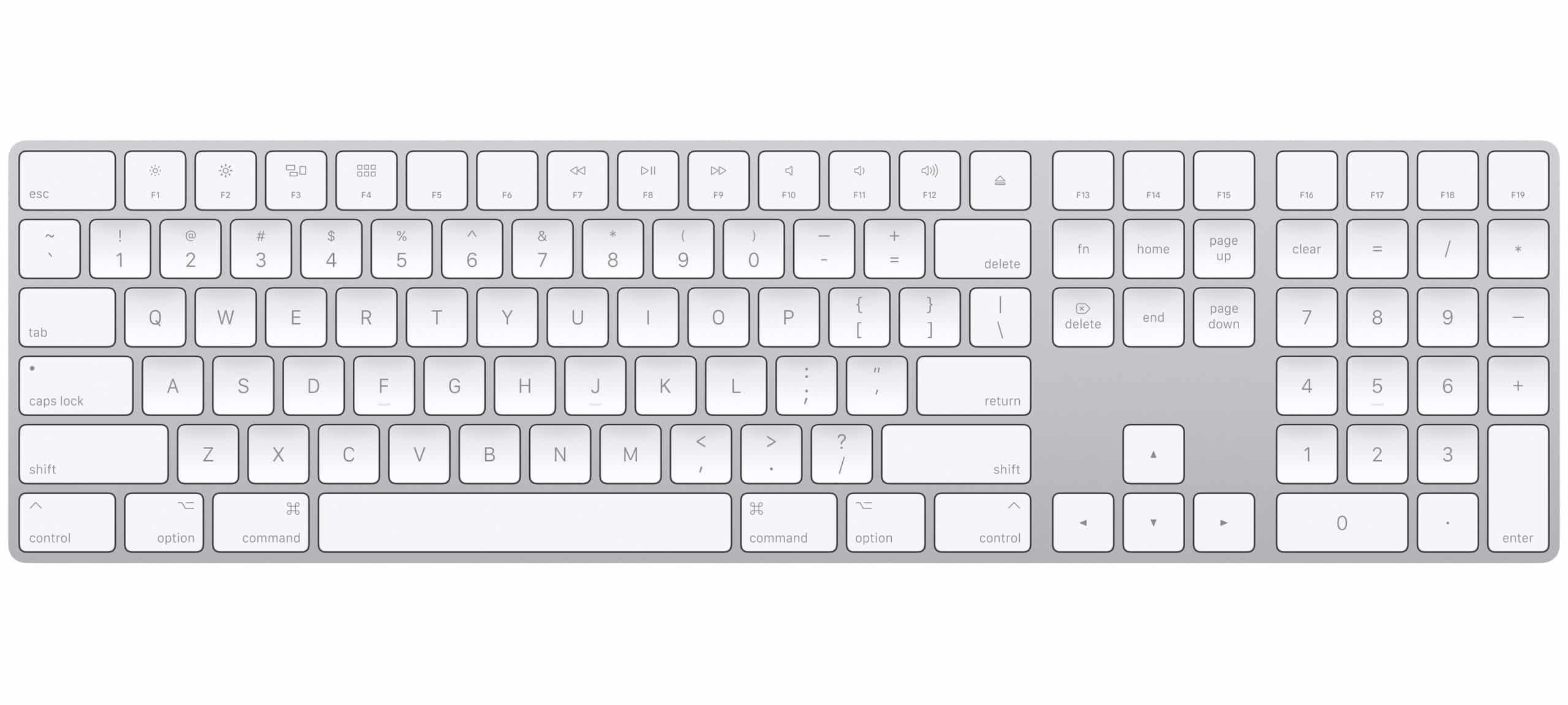 Apple Magic Keyboard with numeric keypad on a white background.