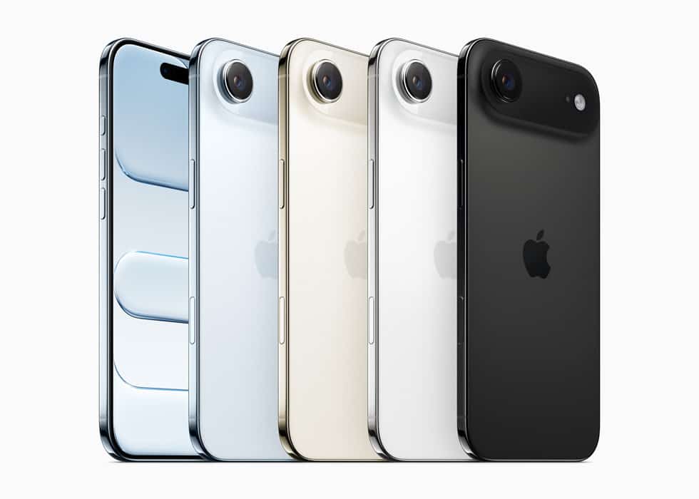 Apple iPhone Air models shown in multiple colours.